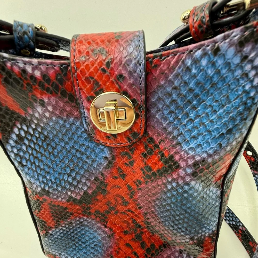 Brahmin Marley Heat All Over Snake Embossed Leather Crossbody Bag Purse NWOT - Picture 3 of 12
